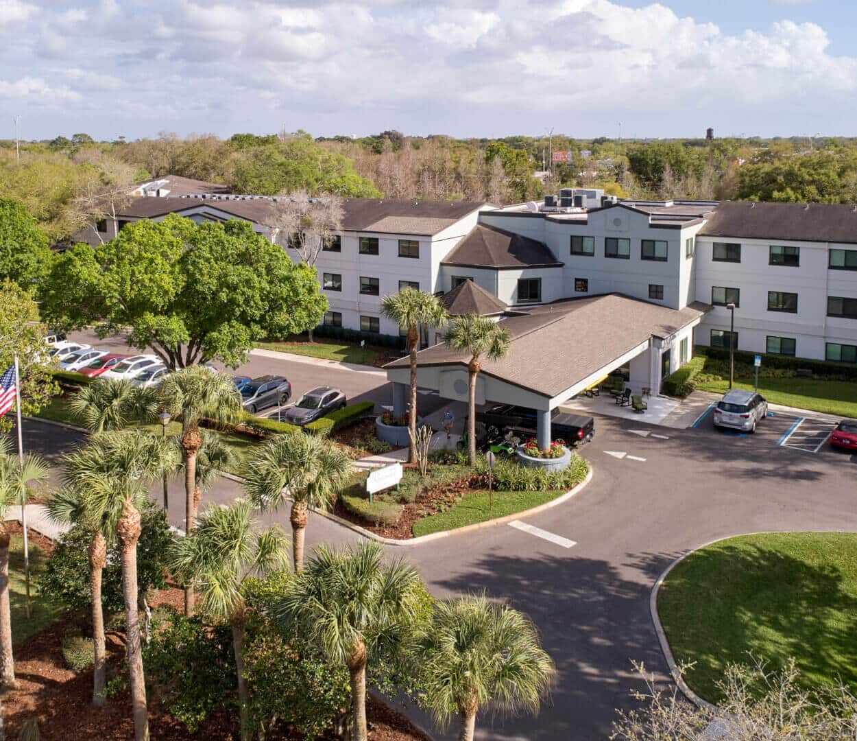 aerial view of the building